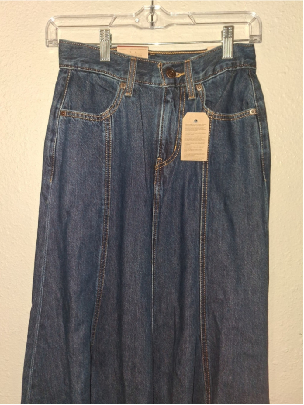 Levis Strauss Womens Dark Blue Jeans Skirt Size 24 Length 25 NWTS - Picture 2 of 7